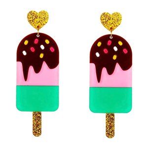 LASR Strawberry Sprinkle Delight Ice Cream Bar Resin Earring